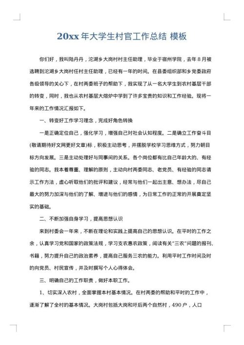 2025年大学生村官工作总结