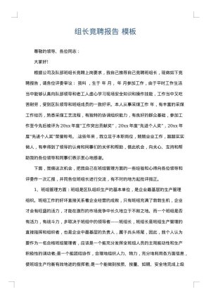 组长竞聘报告