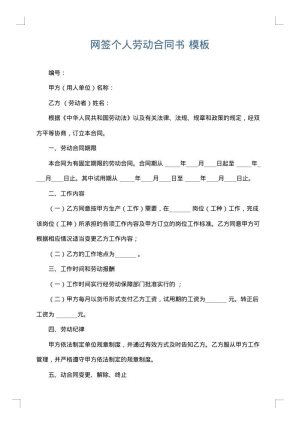 网签个人劳动合同书
