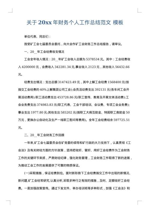 关于2025年财务个人工作总结范文