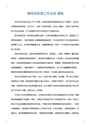 辅导员助理工作总结