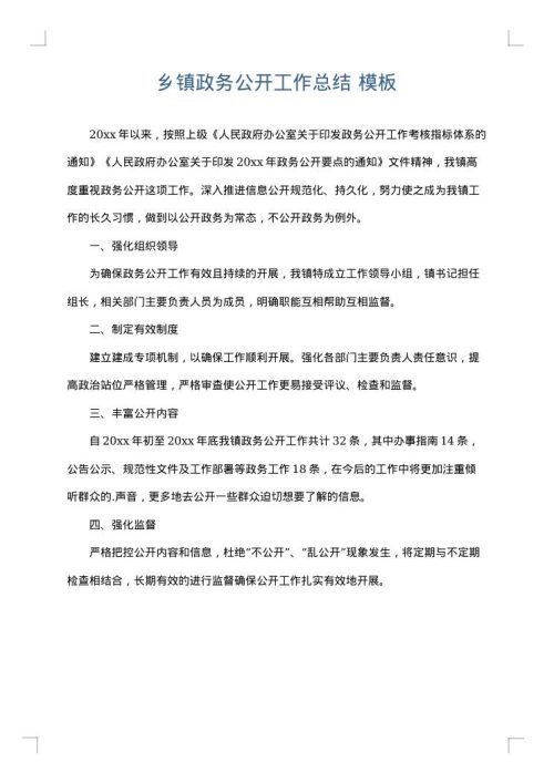 乡镇政务公开工作总结