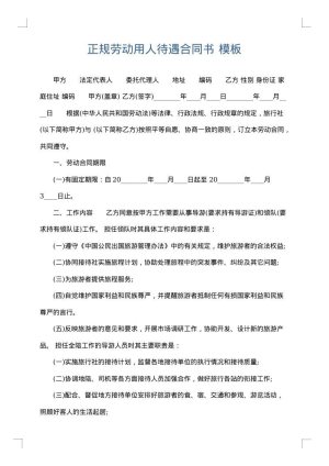 正规劳动用人待遇合同书
