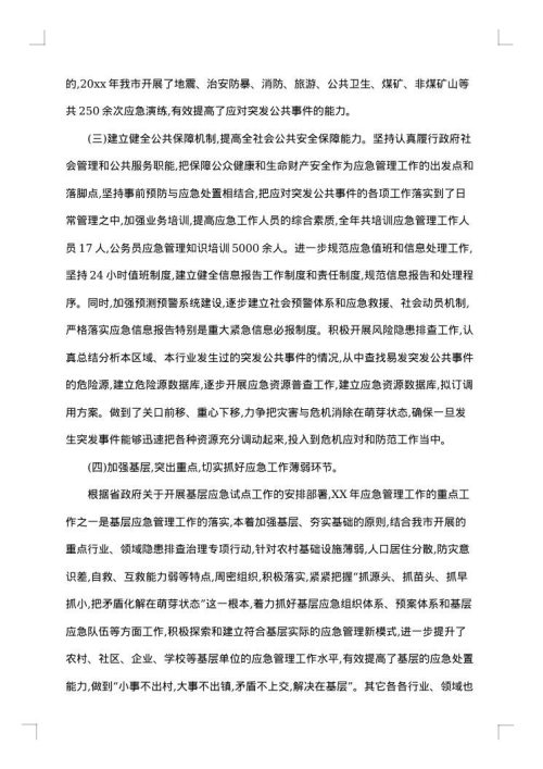 应急管理办公室工作总结范文