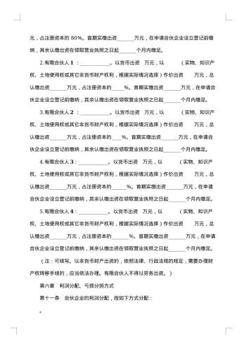 有限合伙企业合伙协议参考格式