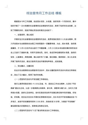 综治宣传月工作总结