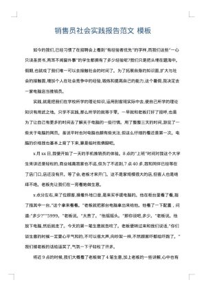 销售员社会实践报告范文