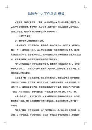 党政办个人工作总结