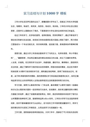 实习总结与计划1000字