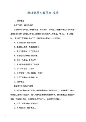年终奖励方案范文