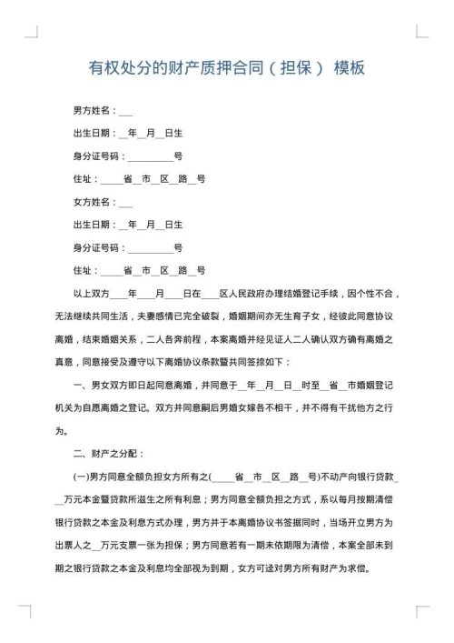 有权处分的财产质押合同（担保）