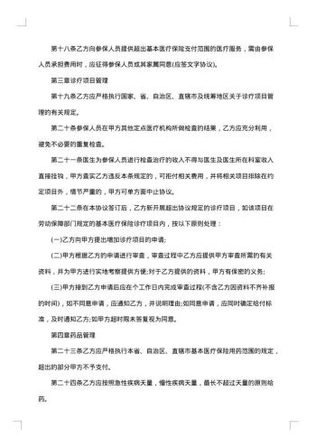 医疗保险格式合同