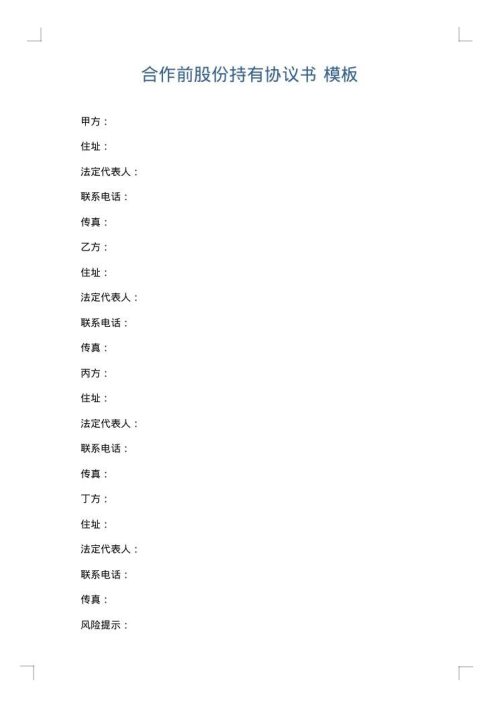 合作前股份持有协议书
