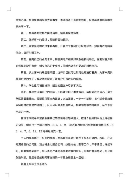 2025年销售上半年工作总结范文