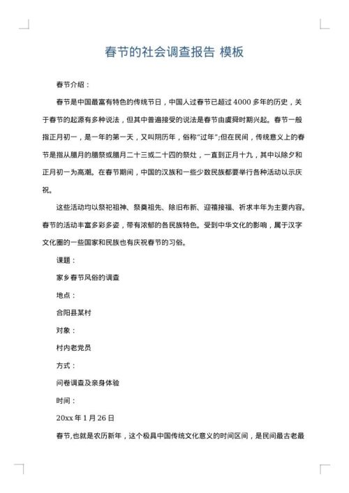 春节的社会调查报告