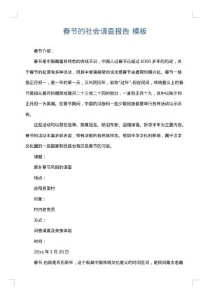 春节的社会调查报告