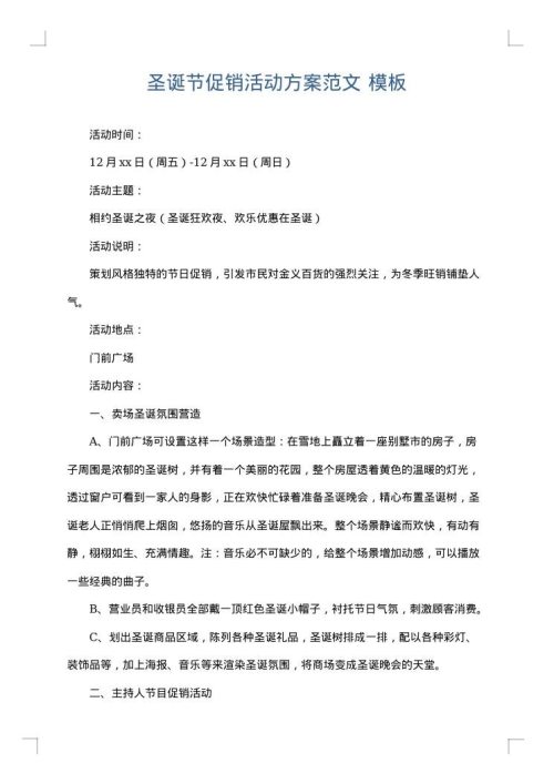 圣诞节促销活动方案范文