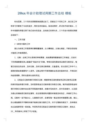 2025年会计助理试用期工作总结