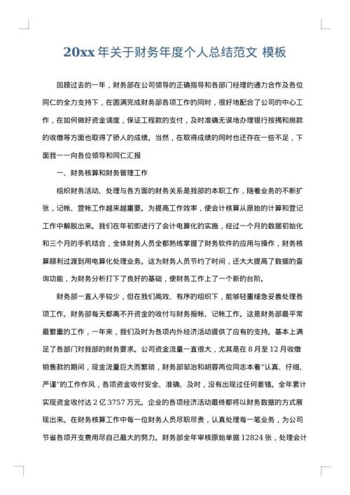 2025年关于财务年度个人总结范文