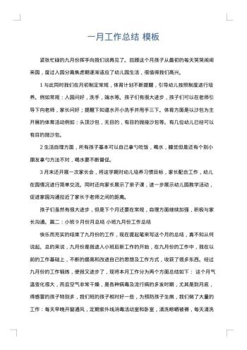 一月工作总结