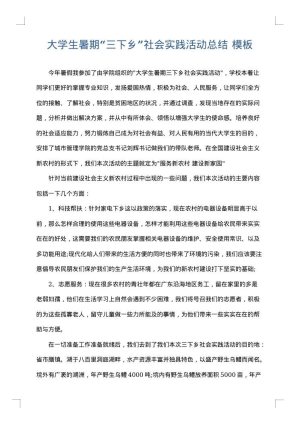 大学生暑期“三下乡”社会实践活动总结
