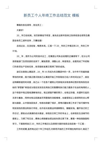 新员工个人年终工作总结范文