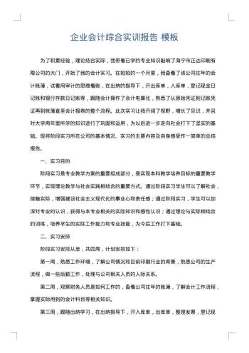 企业会计综合实训报告
