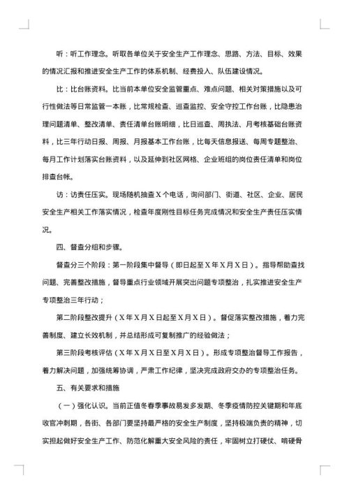 春节期间督查工作方案