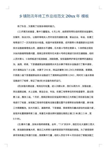 乡镇防汛年终工作总结范文20xx年