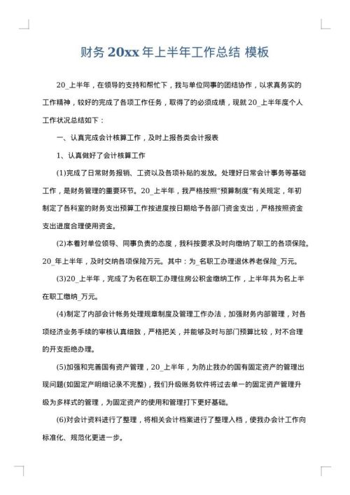 财务2025年上半年工作总结
