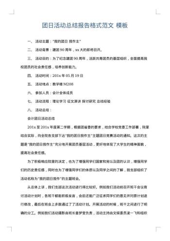 团日活动总结报告格式范文