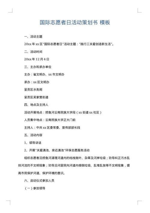 国际志愿者日活动策划书