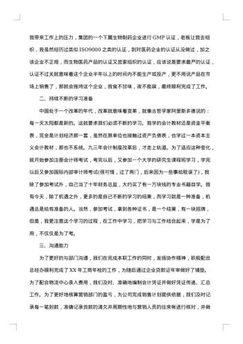财务20xx年个人工作总结