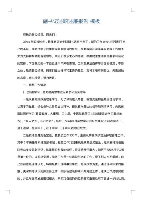 副书记述职述廉报告