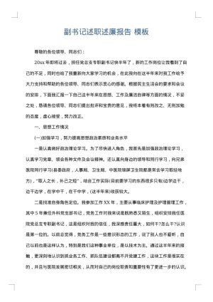 副书记述职述廉报告