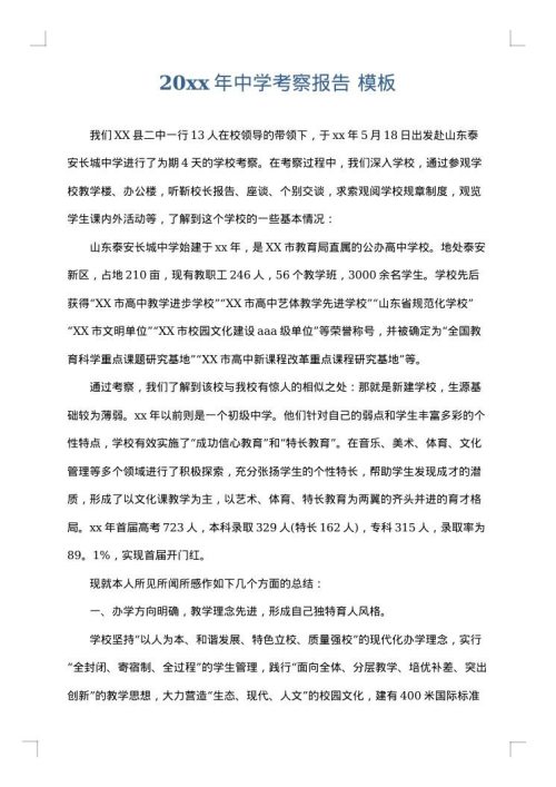 2025年中学考察报告