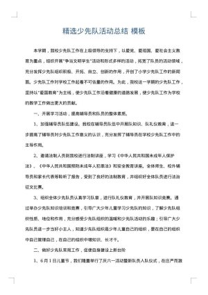 精选少先队活动总结