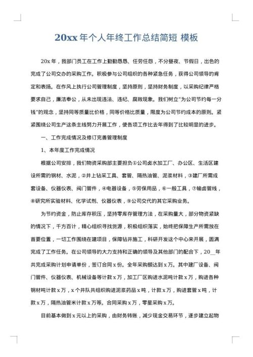 2025年个人年终工作总结简短