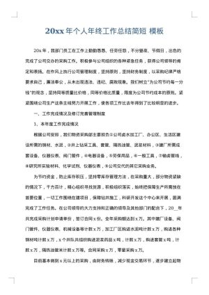 2025年个人年终工作总结简短