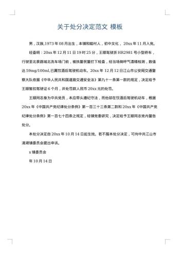 关于处分决定范文