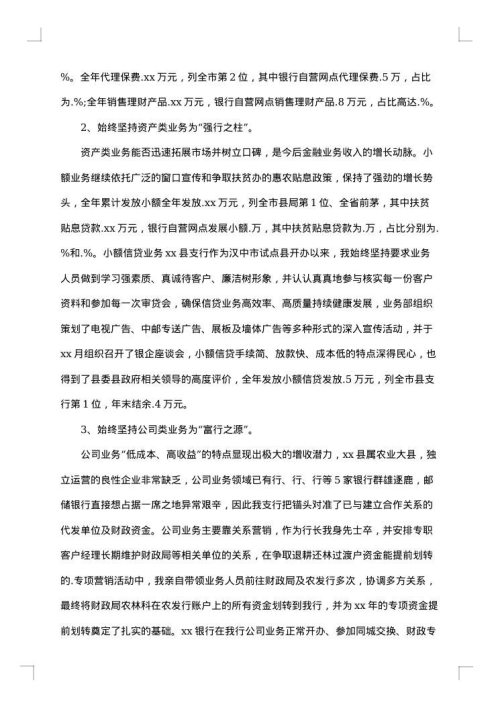 2025年银行行长工作总结范文