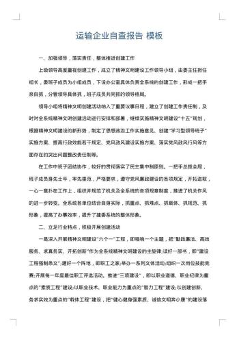 运输企业自查报告