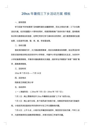 2025年暑假三下乡活动方案