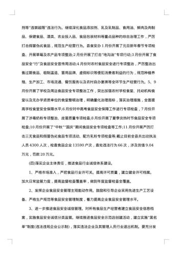 20xx年食品安全工作总结