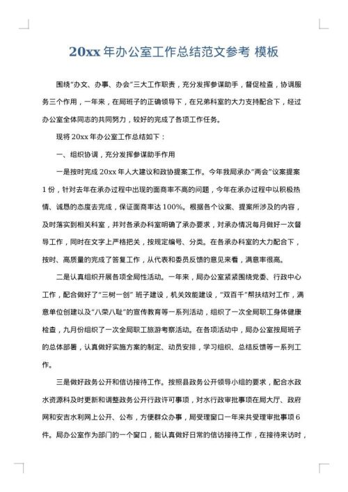 2025年办公室工作总结范文参考