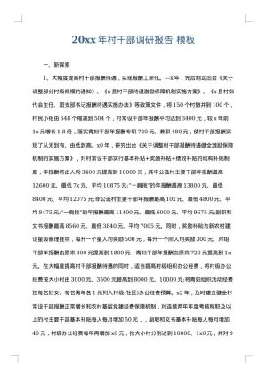 2025年村干部调研报告