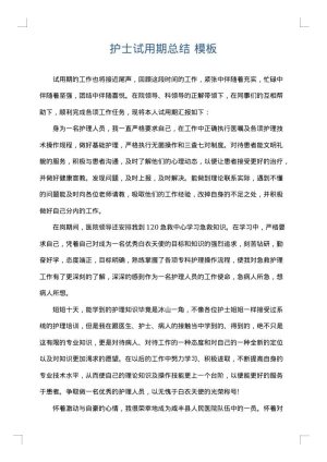 护士试用期总结