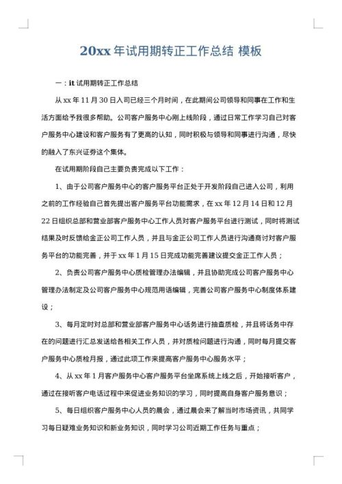 2025年试用期转正工作总结