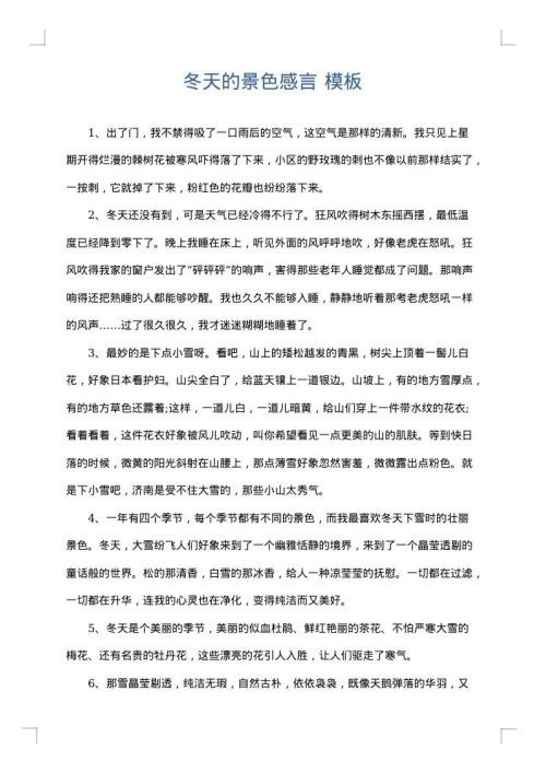 冬天的景色感言