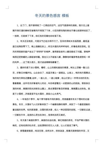 冬天的景色感言